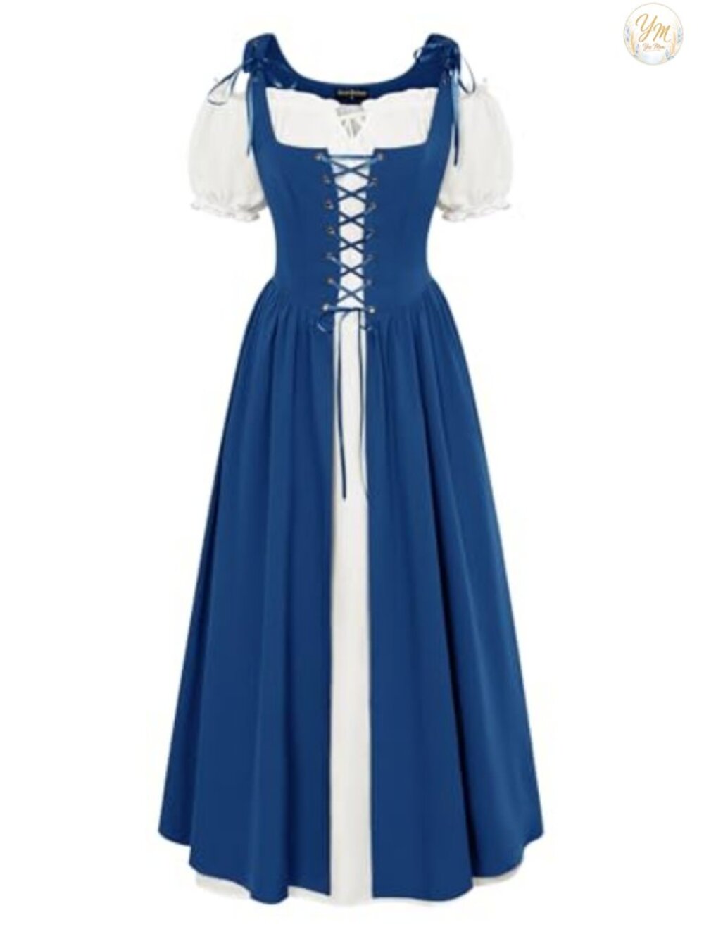 Renaissance Costume Women Medieval Pirate Dress 2 Piece Lace Up Chemise